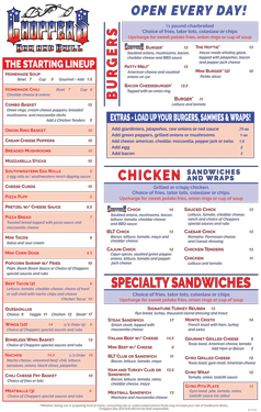 Check out our new menu for Choppers Bar and Grill, effective November 2023. Check out our new menu for Choppers Bar and Grill, effective November 2023.