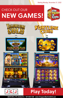 Video Gaming at Choppers Bar and Grill. Daily Food and Drink Specials. Come in and try your luck. We have new games starting Monday, November 21st. Video Gaming at Choppers Bar and Grill. Daily Food and Drink Specials. Come in and try your luck. We have new games starting Monday, November 21st.