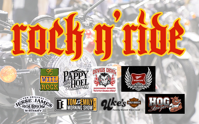 95 WIIL ROCK LIVE BROADCAST at CHOPPERS SUNDAY JUNE 30!
Live Broadcasting at Choppers Bar and Grill this Sunday from 12PM till 2PM. $2 Miller High Life Bottles All Day!
Rock N' Ride with Uke's Harley-Davidson!
Ride each week with Tom Kief from 95 WIIL ROCK Morning Show
Meet up at Uke's Sunday morning for the ride. Kickstands up at 10:30 AM 95 WIIL ROCK LIVE BROADCAST at CHOPPERS SUNDAY JUNE 30!
Live Broadcasting at Choppers Bar and Grill this Sunday from 12PM till 2PM. $2 Miller High Life Bottles All Day!
Rock N' Ride with Uke's Harley-Davidson!
Ride each week with Tom Kief from 95 WIIL ROCK Morning Show
Meet up at Uke's Sunday morning for the ride. Kickstands up at 10:30 AM