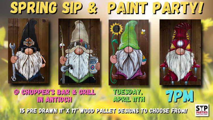 Join us for this fun Spring activity. SIP Parties is a unique twist on your typical SIP & Paint party experience! Enjoy a lively performance that brings humor and audience interaction to detailed art instruction. Whether you’re looking to do a girls night out or enjoy a date night with the hubby, this is a perfect local activity. Join us for this fun Spring activity. SIP Parties is a unique twist on your typical SIP & Paint party experience! Enjoy a lively performance that brings humor and audience interaction to detailed art instruction. Whether you’re looking to do a girls night out or enjoy a date night with the hubby, this is a perfect local activity.